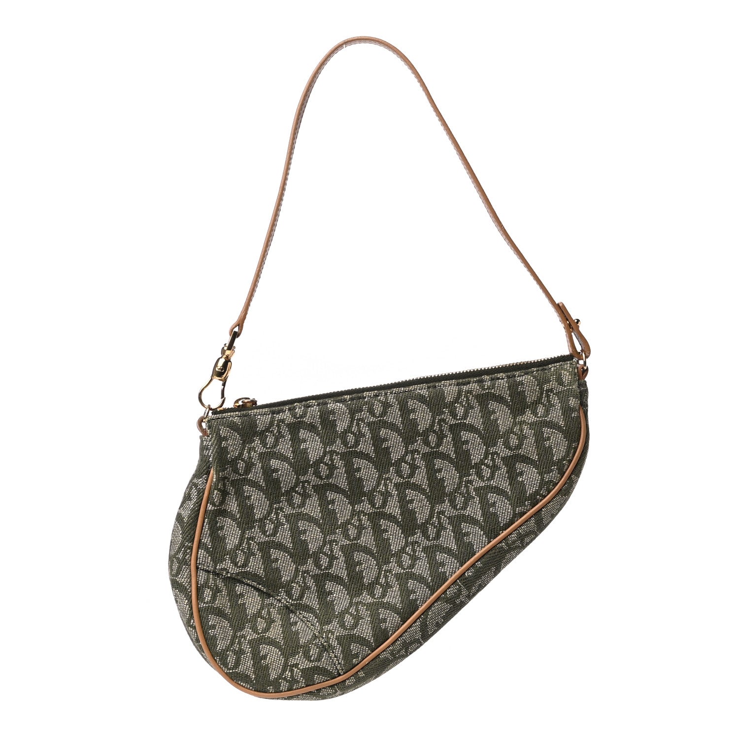 Christian Dior Monogram Mini Saddle Pochette Green 1 of 12