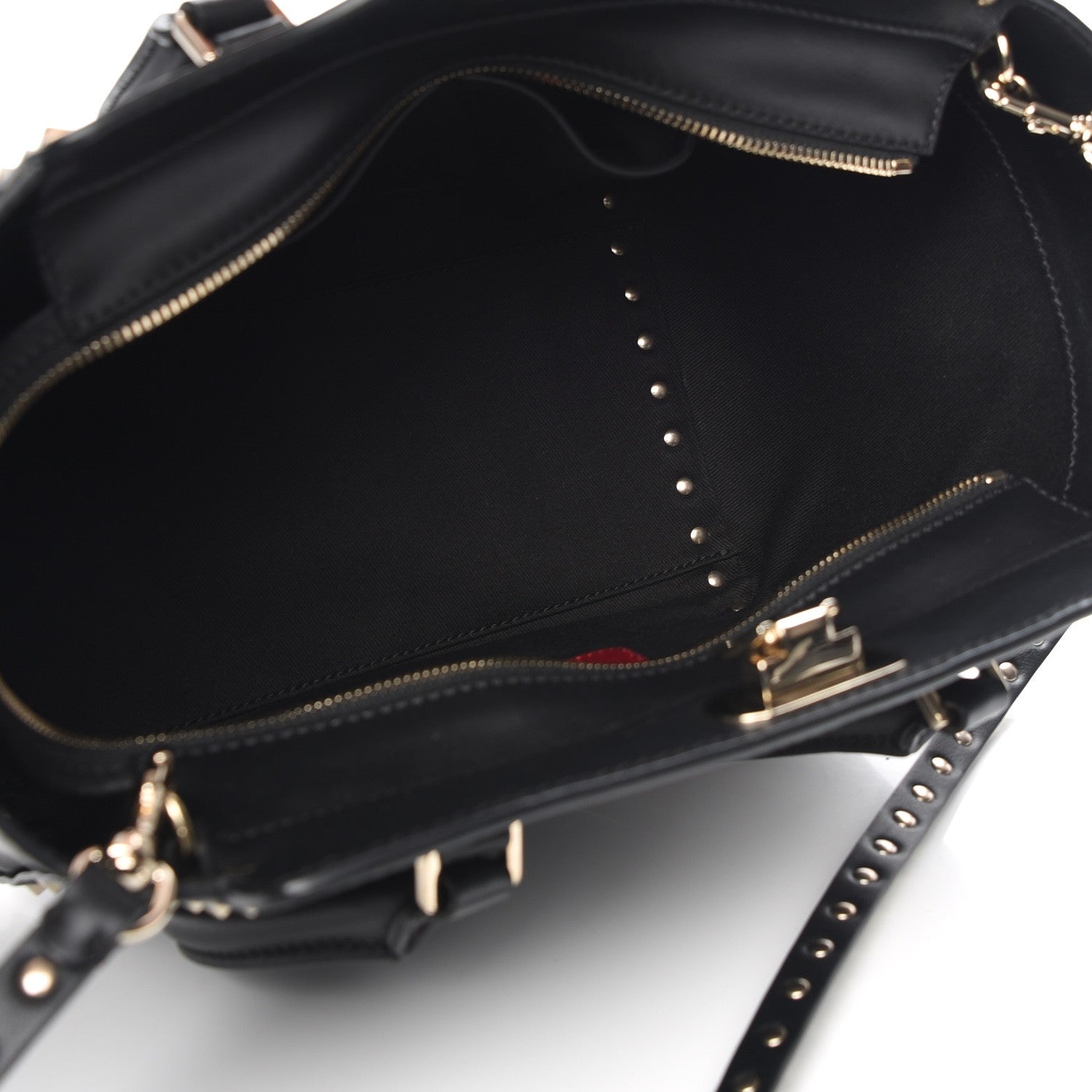 Valentino Garavani Vitello Small Rockstud Double Handle Tote Black 6 of 7