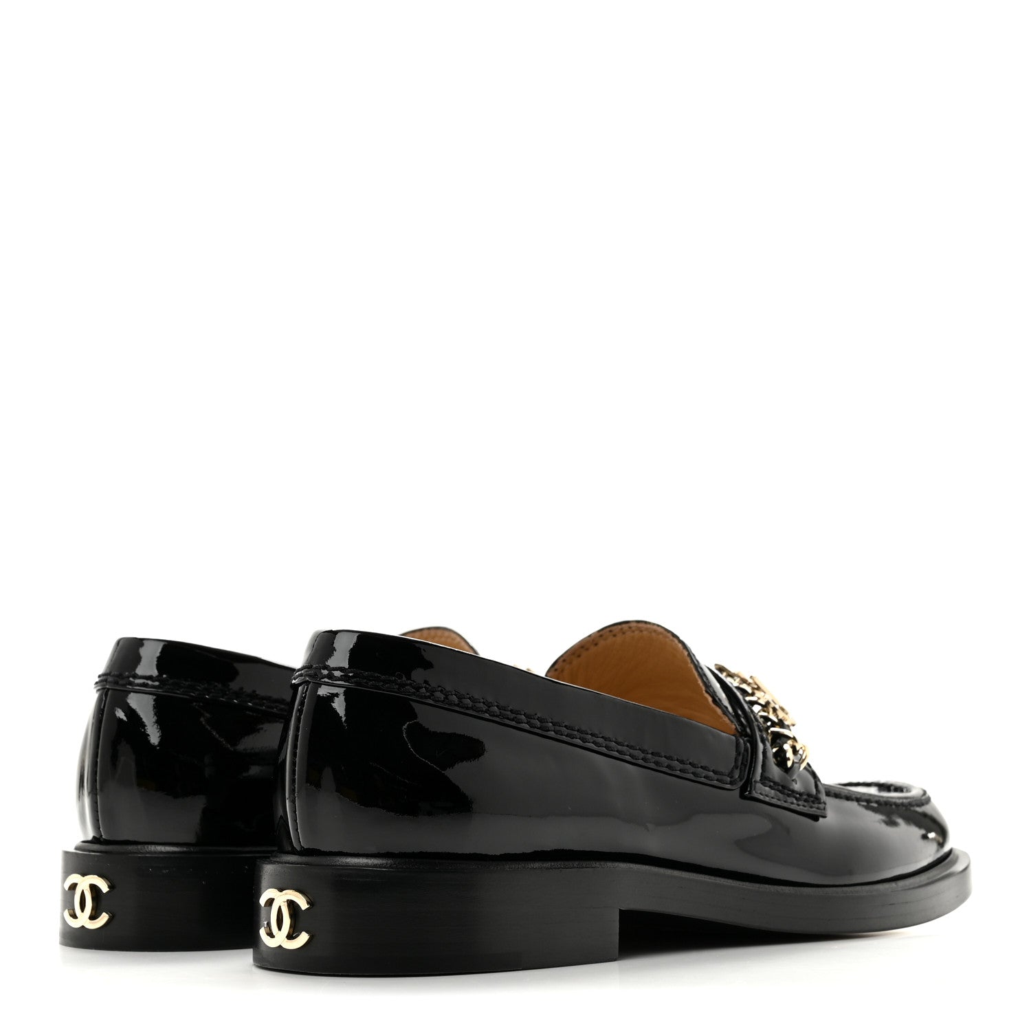 Chanel Patent Calfskin Logo Loafers 37 Black 5 of 10