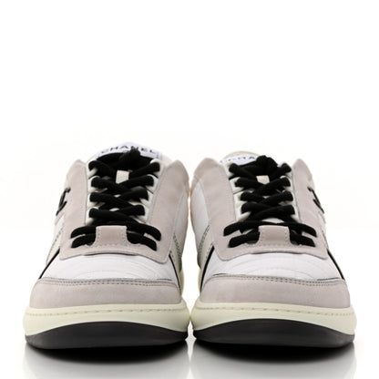 Chanel Suede Fabric Calfskin Womens CC Sneakers 36 White Light Gray 2 of 8