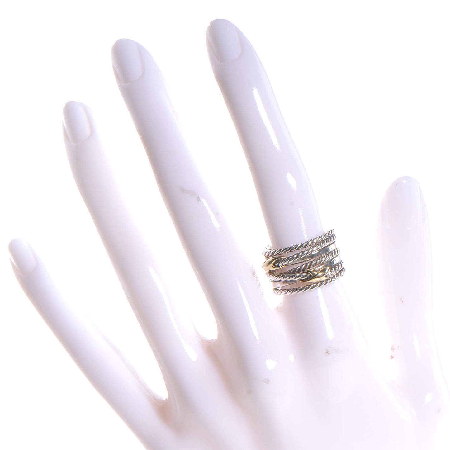 Sterling Silver 18K Yellow Gold Double X Crossover Ring 52 6