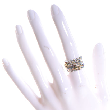 David Yurman Sterling Silver 18K Yellow Gold Double X Crossover Ring 52 6 2 of 5