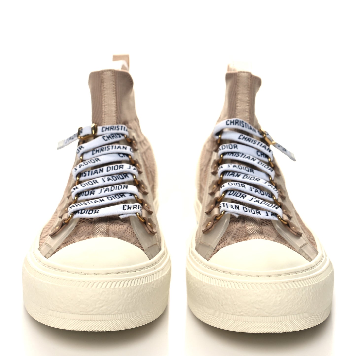Technical Mesh Cannage Womens Walk'n Dior High Top Sneakers 37 Nude