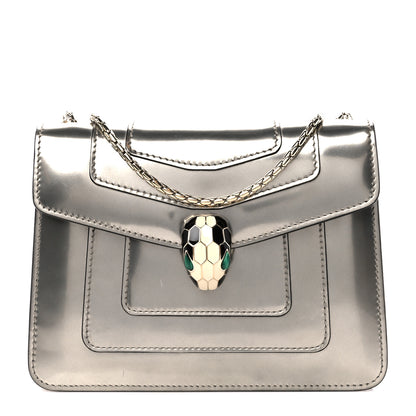 Bulgari Metallic Calfskin Small Serpenti Forever Snake Strap Crossbody Bag Silver 1 of 11
