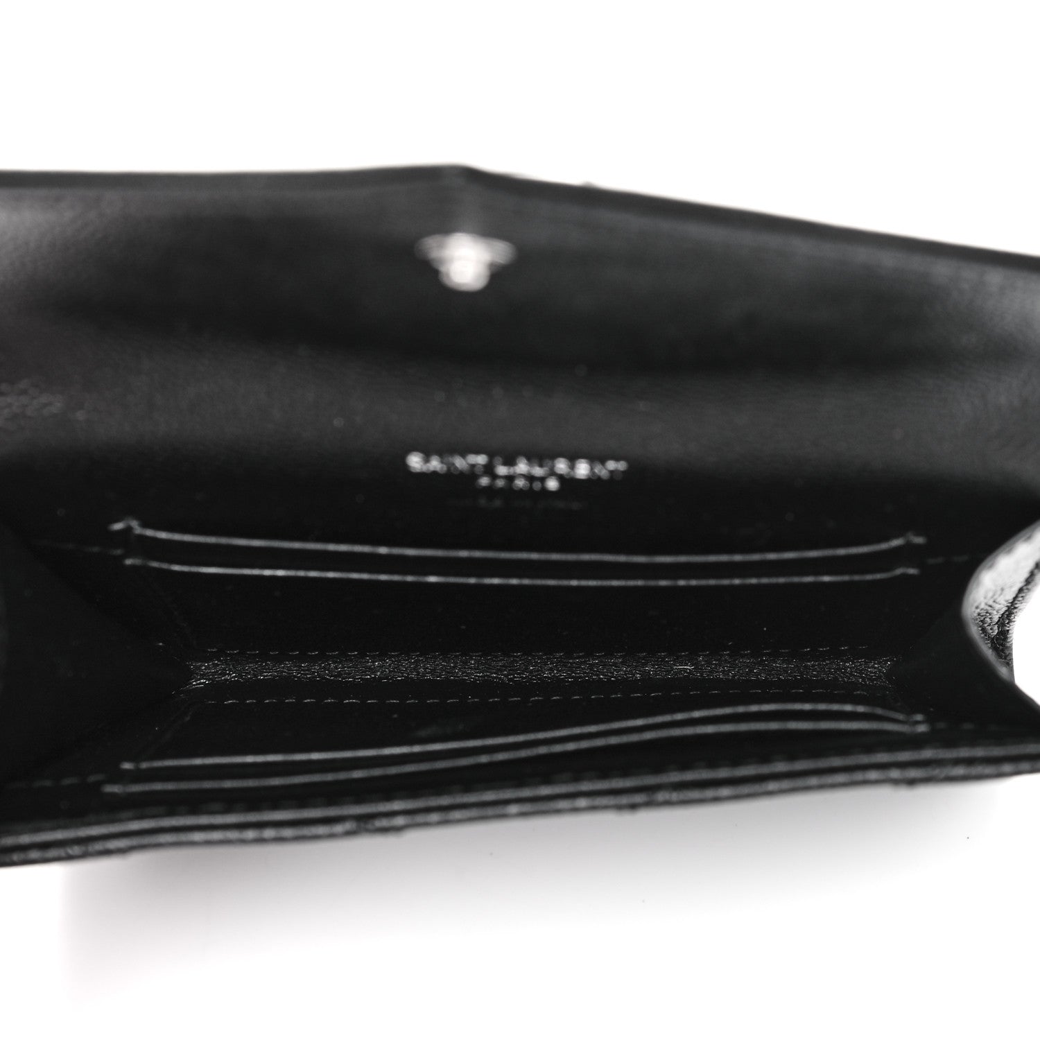 Saint Laurent Grain De Poudre Matelasse Chevron Small Monogram Envelope Wallet Black 5 of 8