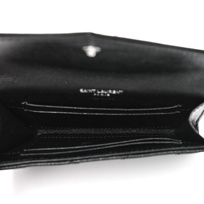 Saint Laurent Grain De Poudre Matelasse Chevron Small Monogram Envelope Wallet Black 5 of 8