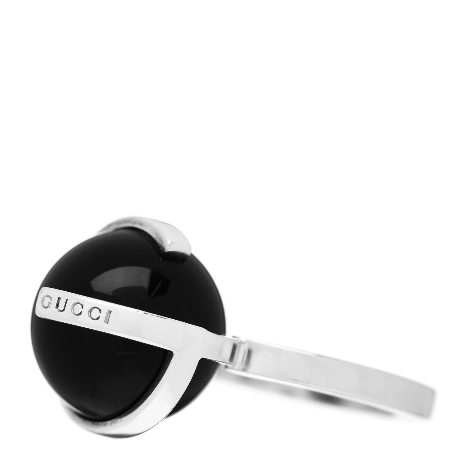 Gucci Sterling Silver Black Onyx G Boule Ring 50 5.25 3 of 5