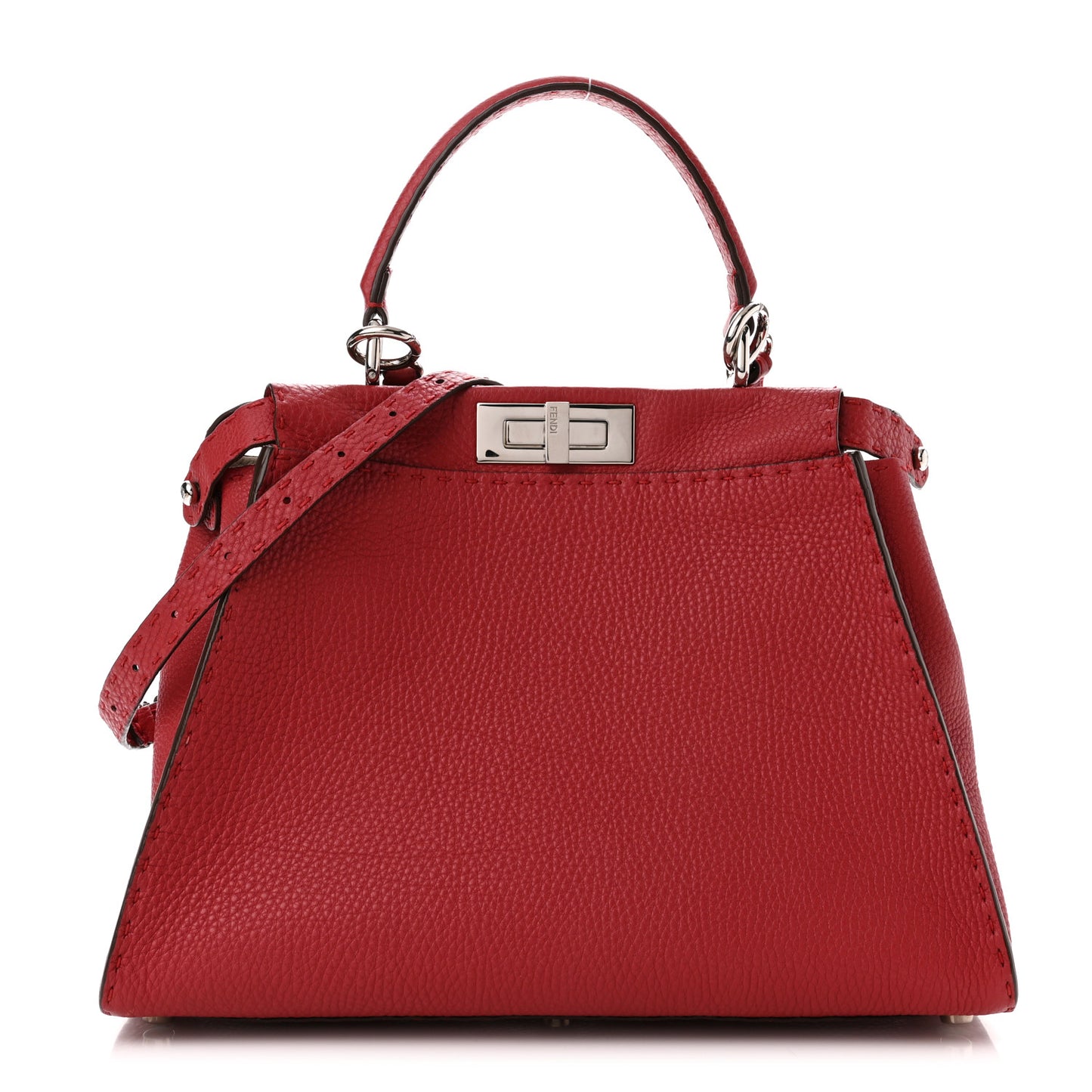 Cuoio Romano Selleria Bi-Color Medium Peekaboo Iconic Satchel Rosso Latte