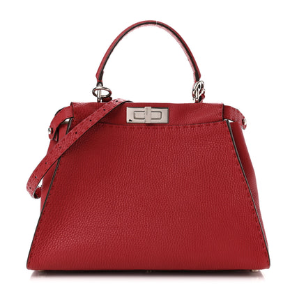 Fendi Cuoio Romano Selleria Bi-Color Medium Peekaboo Iconic Satchel Rosso Latte 1 of 9