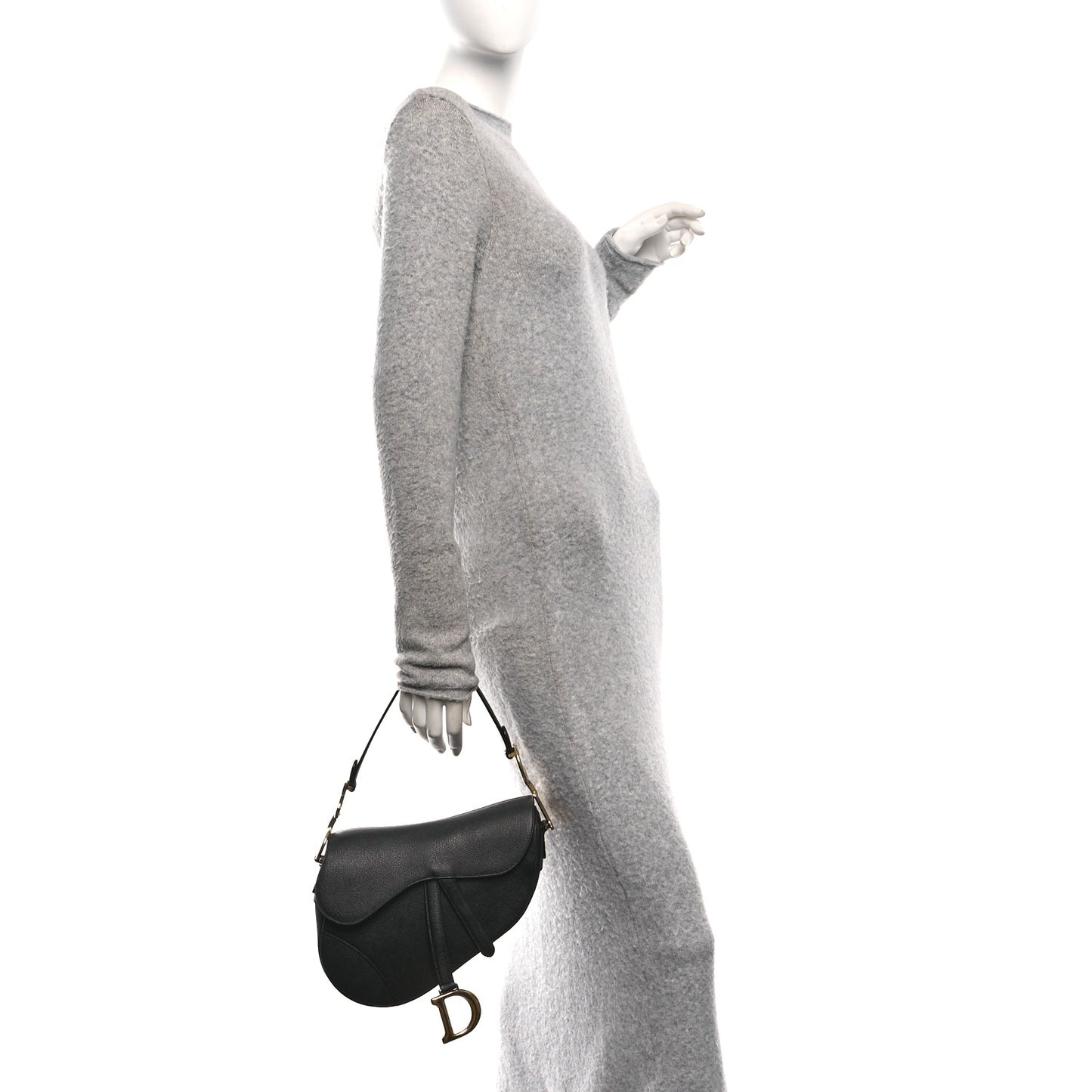 Grained Calfskin Saddle Bag Black