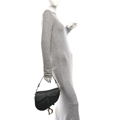 Christian Dior Grained Calfskin Saddle Bag Black 2 of 10