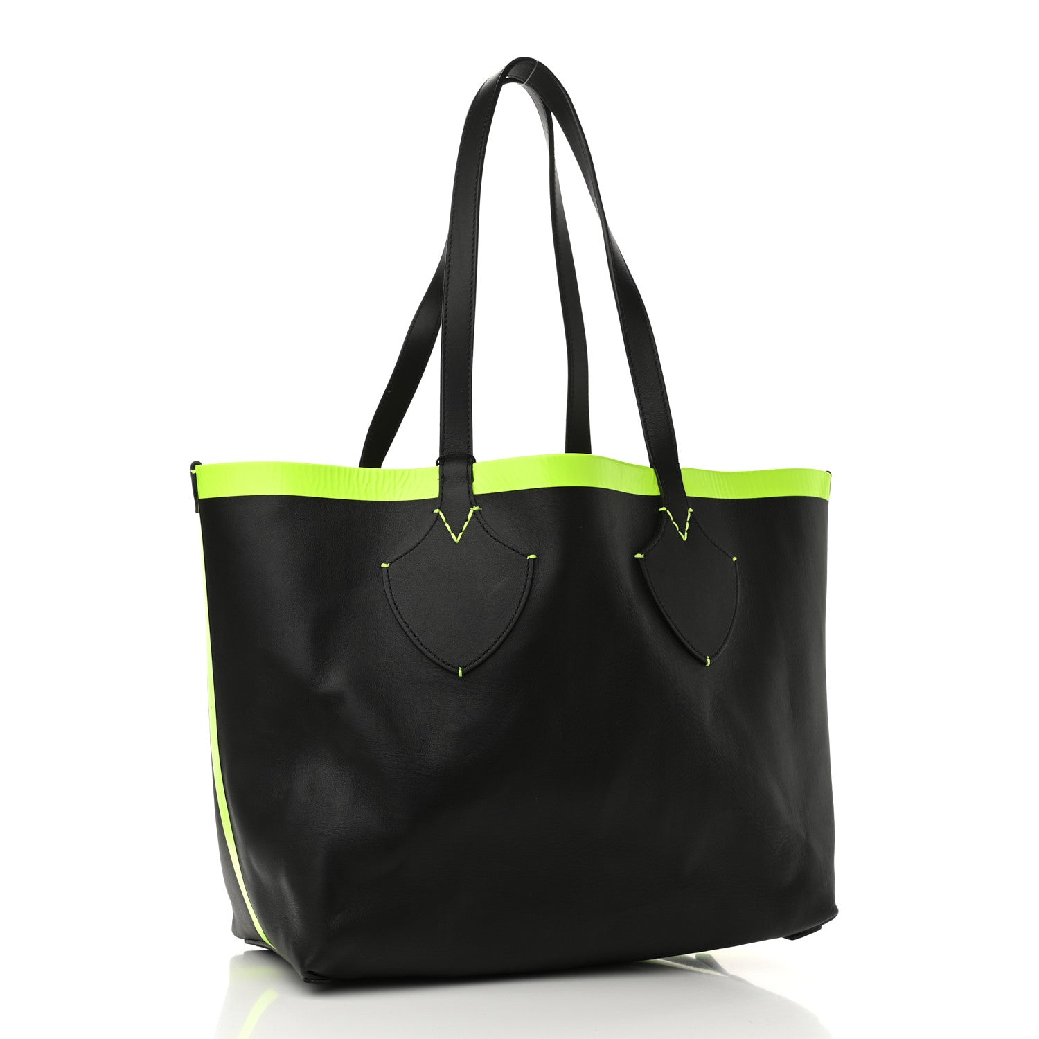 Burberry Canvas Mega Check The Giant Reversible Tote Black Neon Yellow 5 of 17