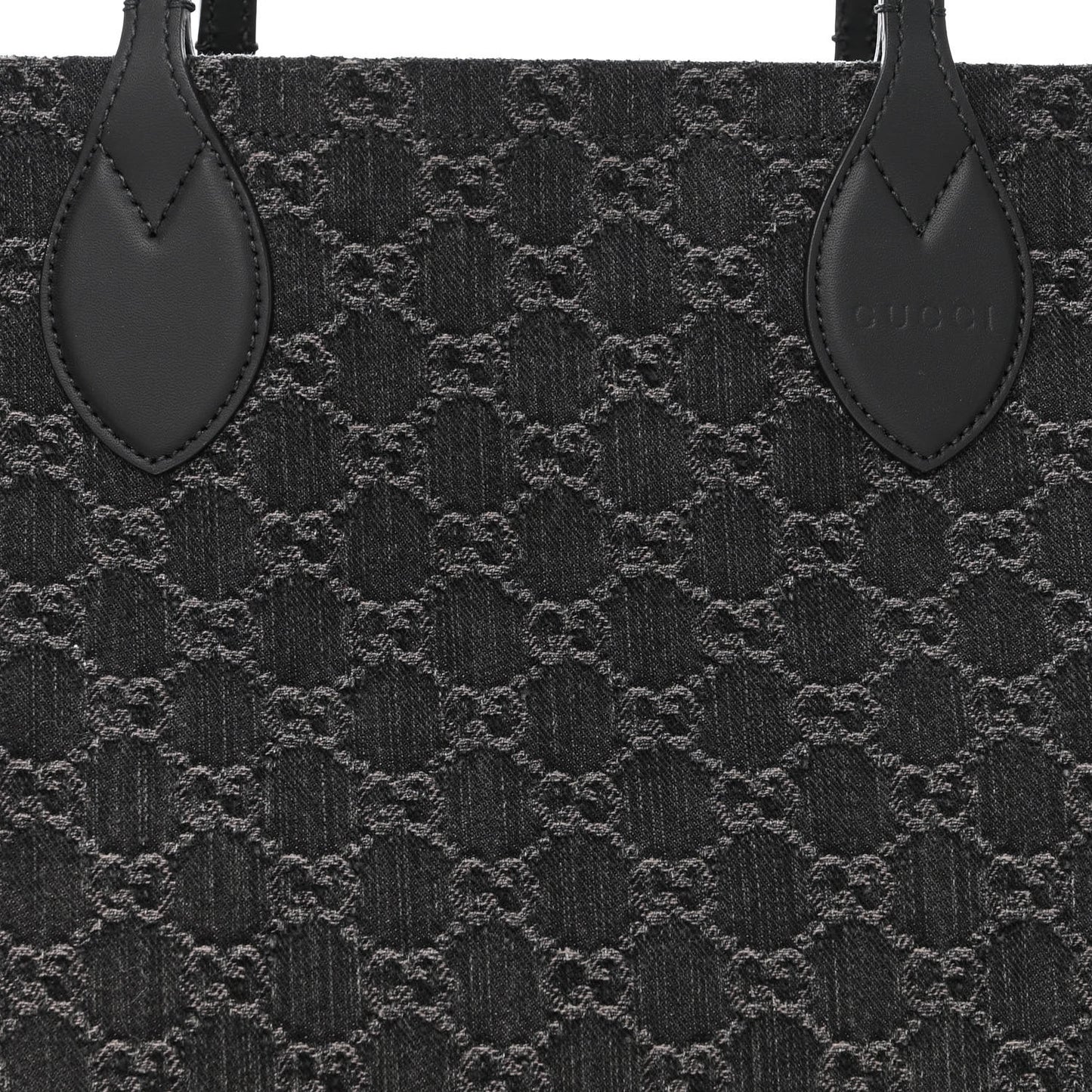 Denim Ophidia GG Monogram Large Tote Black Grey