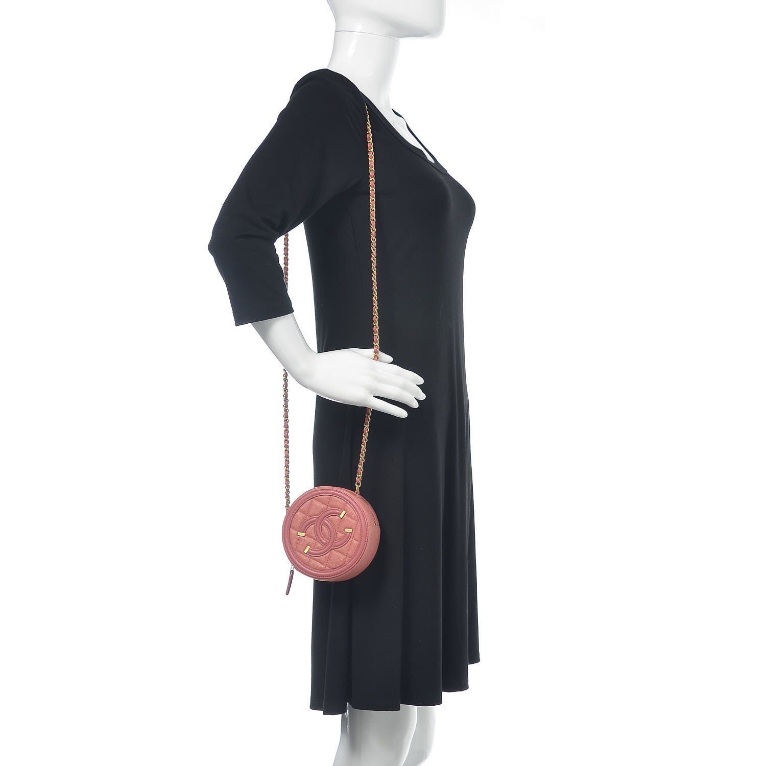 Chanel Caviar Quilted Round Filigree Crossbody Pink 2 of 10