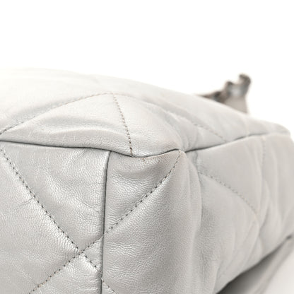 Chanel Metallic Goatskin Quilted Large Chanel 19 Flap Silver 12 of 15