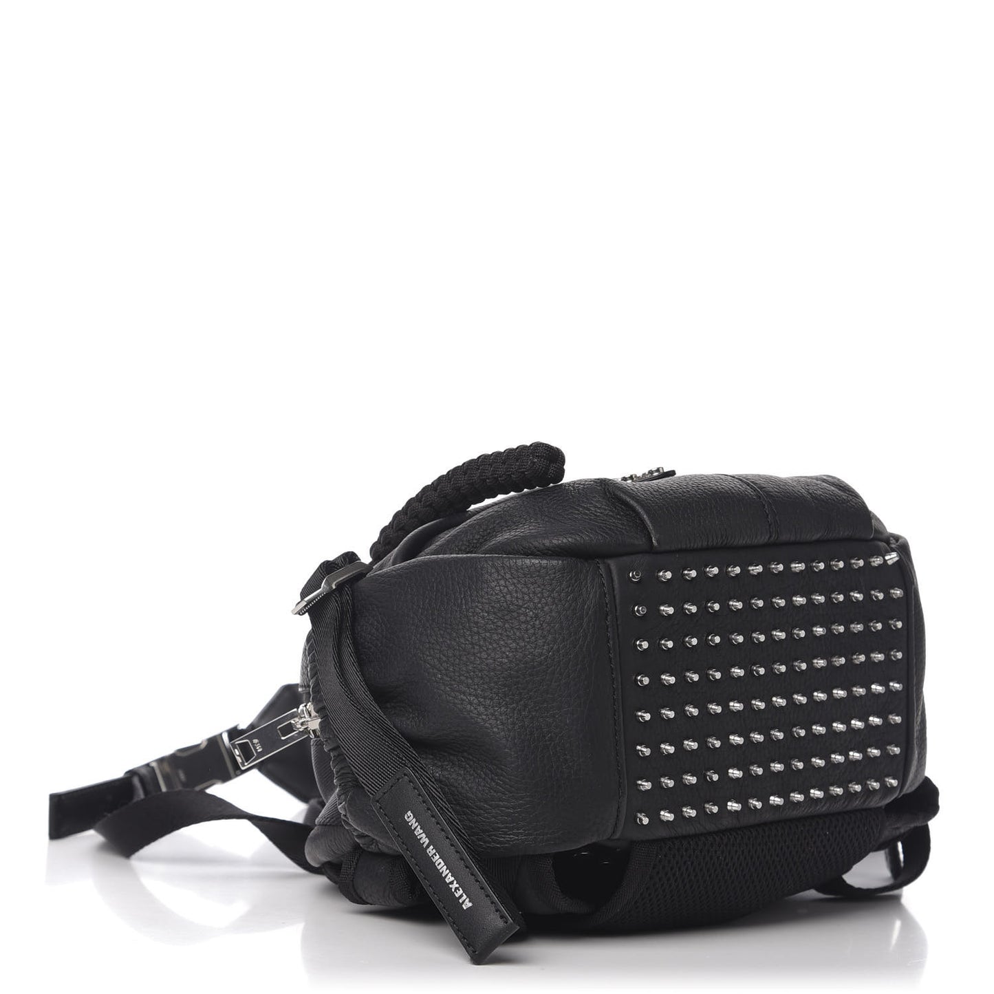Pebbled Deerskin Mesh Snap Embellished Convertible Shoulder Bag Black