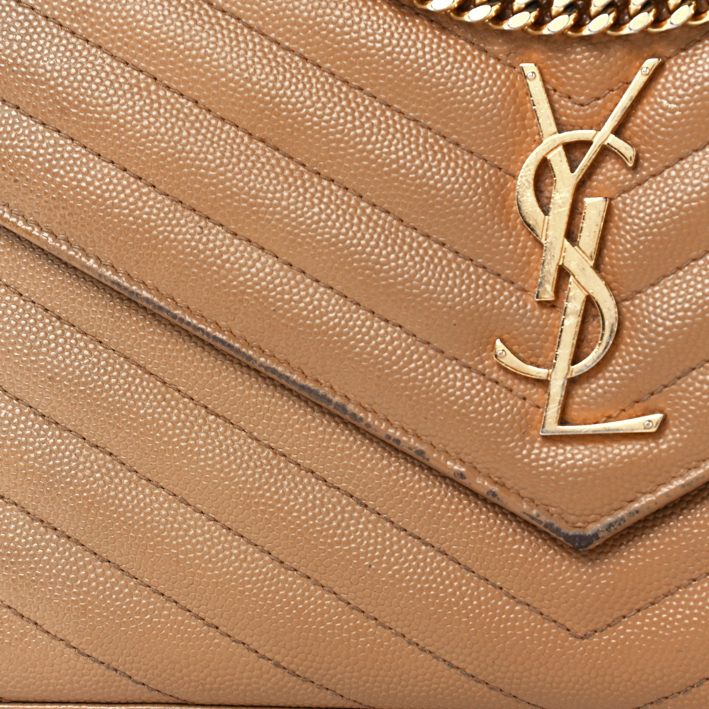 Grain De Poudre Matelasse Chevron Cassandre Chain Wallet Cork