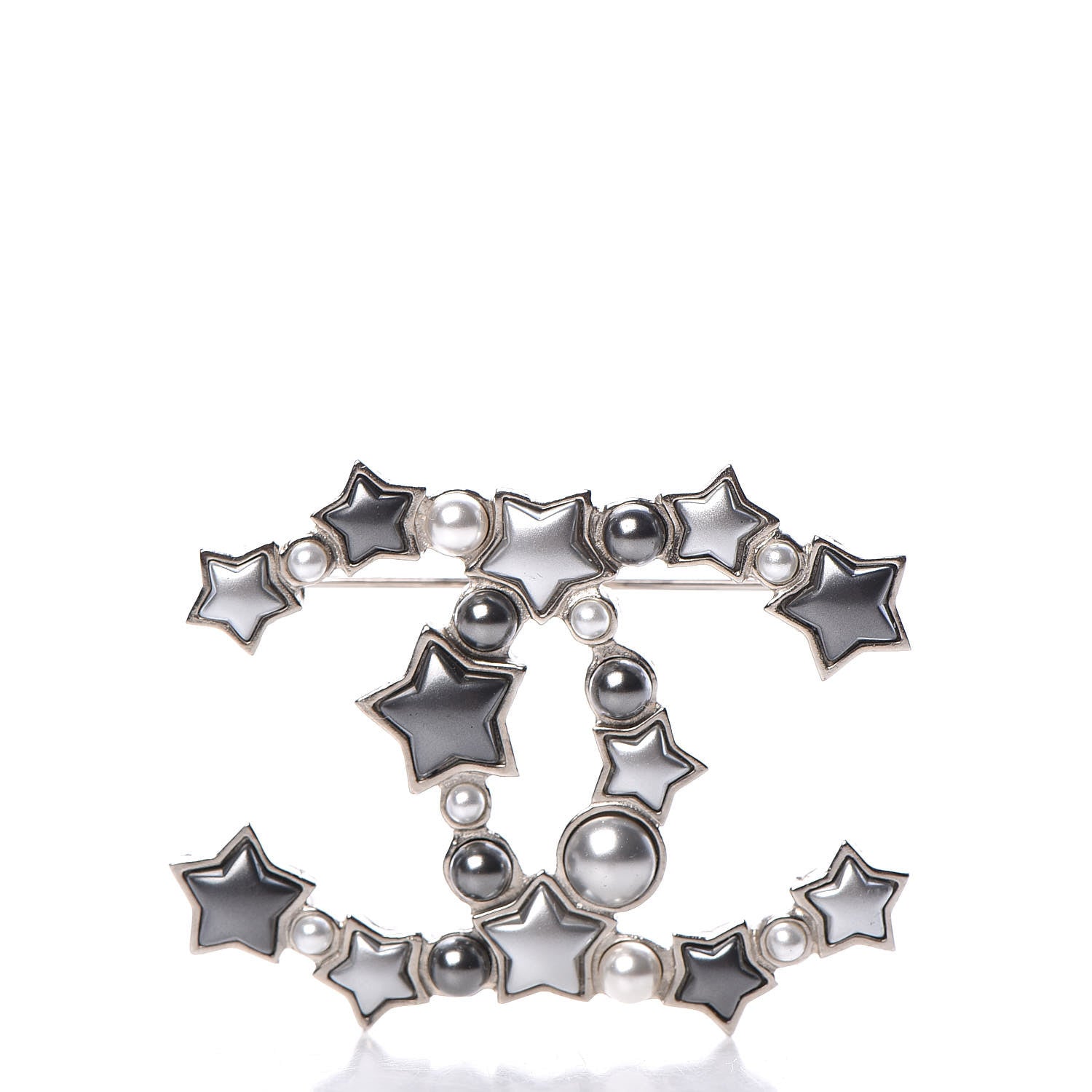 Chanel Star Resin Pearl Large CC Brooch Silver 1 of 4