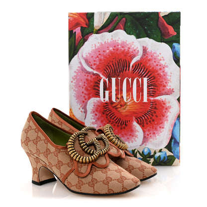 Gucci Monogram Satin Torchon Double G Pumps 37.5 Beige Ruggine Copper 9 of 9