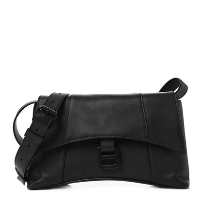Balenciaga Semi Shiny Smooth Calfskin Monochrome XS Downtown Shoulder Bag Black 1 of 10