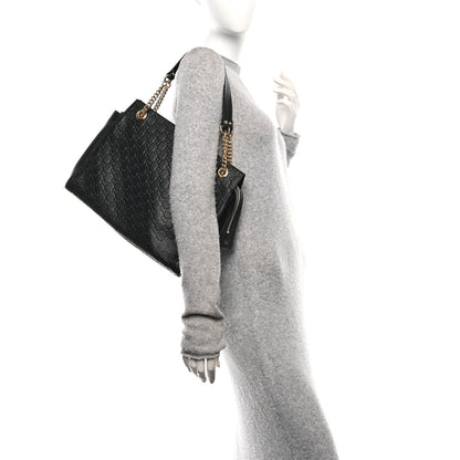 Gucci Guccissima Signature Large Shoulder Tote Bag Black 2 of 10