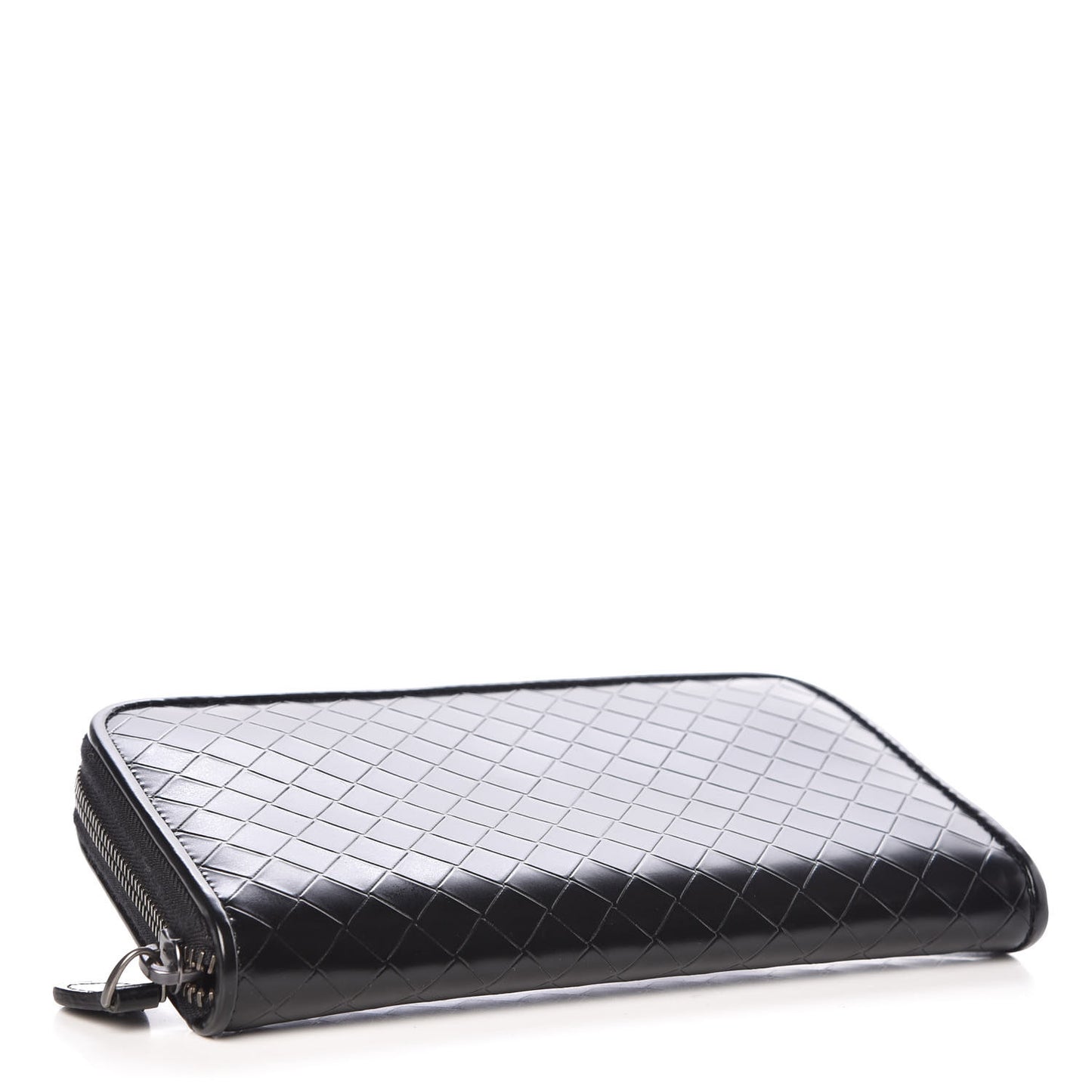 Intreccio Scolpito Spazzolato Zip Around Wallet Black