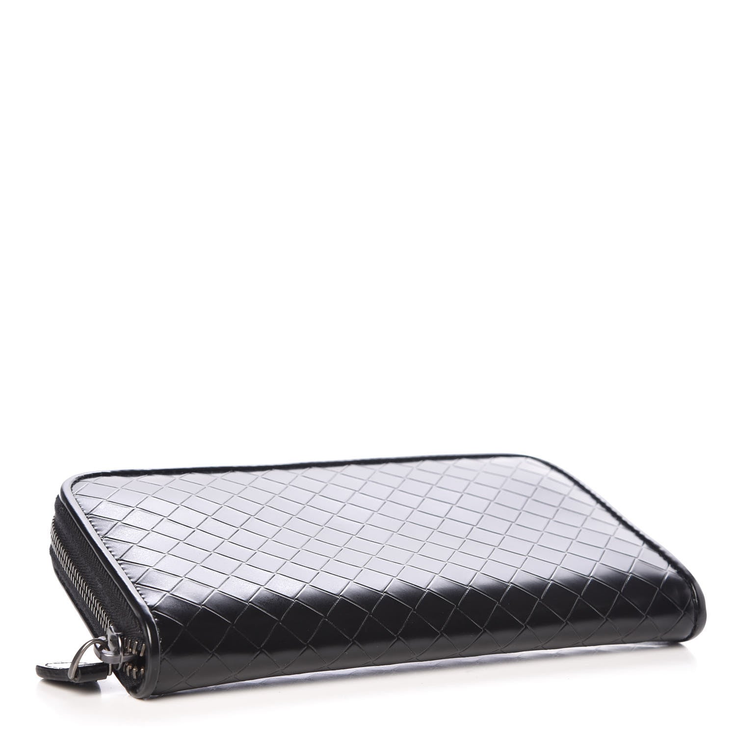 Bottega Veneta Intreccio Scolpito Spazzolato Zip Around Wallet Black 4 of 7