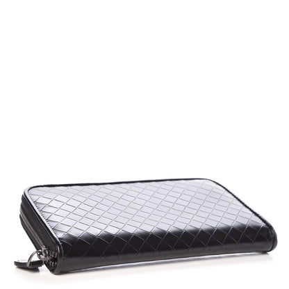 Bottega Veneta Intreccio Scolpito Spazzolato Zip Around Wallet Black 4 of 7