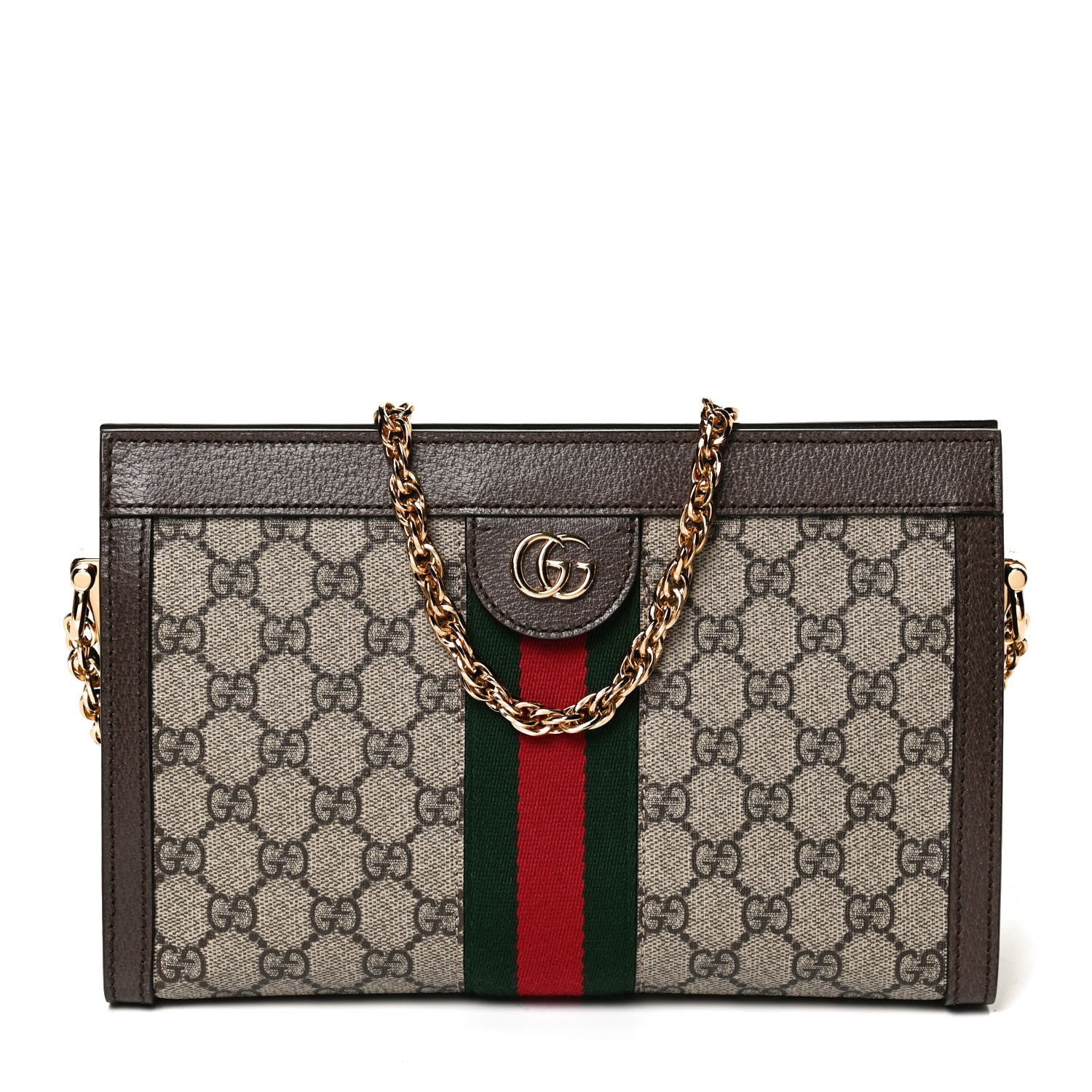 Gucci GG Supreme Monogram Web Small Ophidia Chain Shoulder Bag Brown 8 of 10