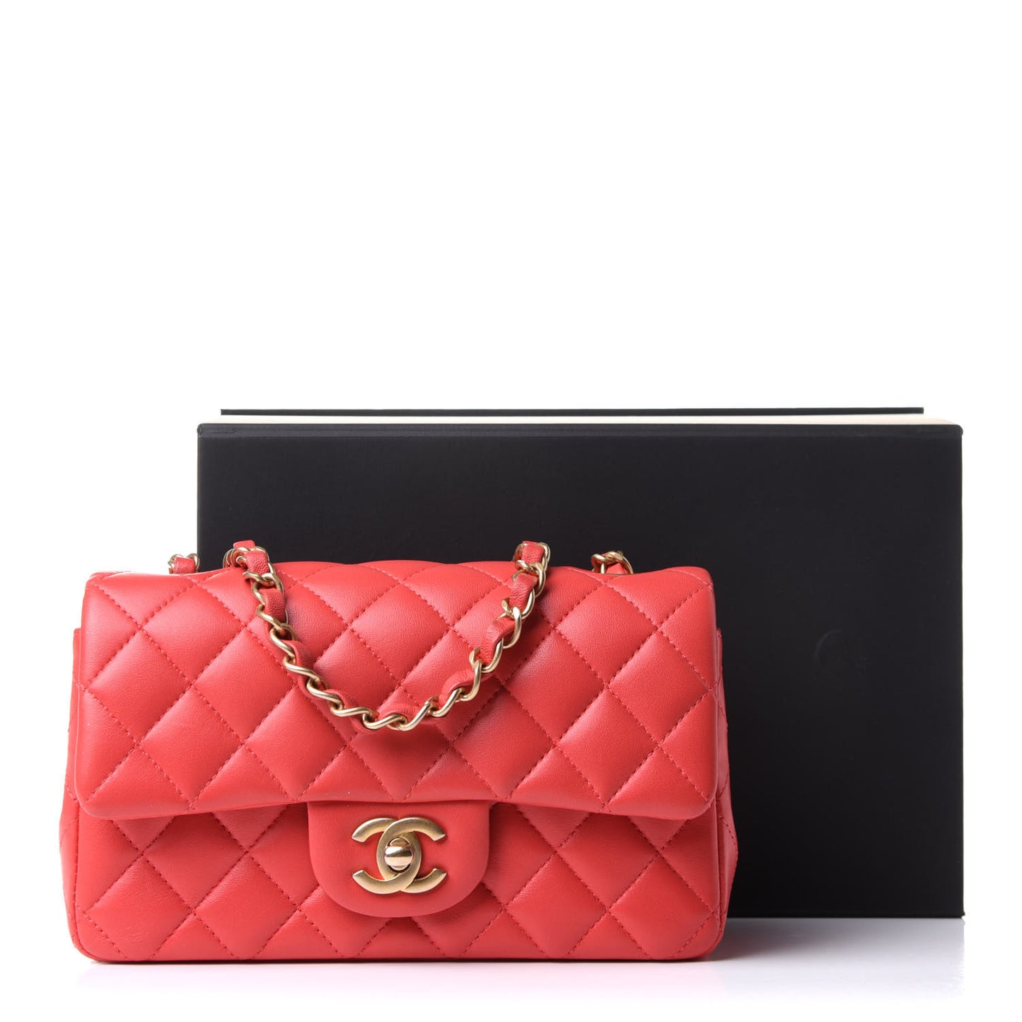 Lambskin Quilted Mini Rectangular Flap Red