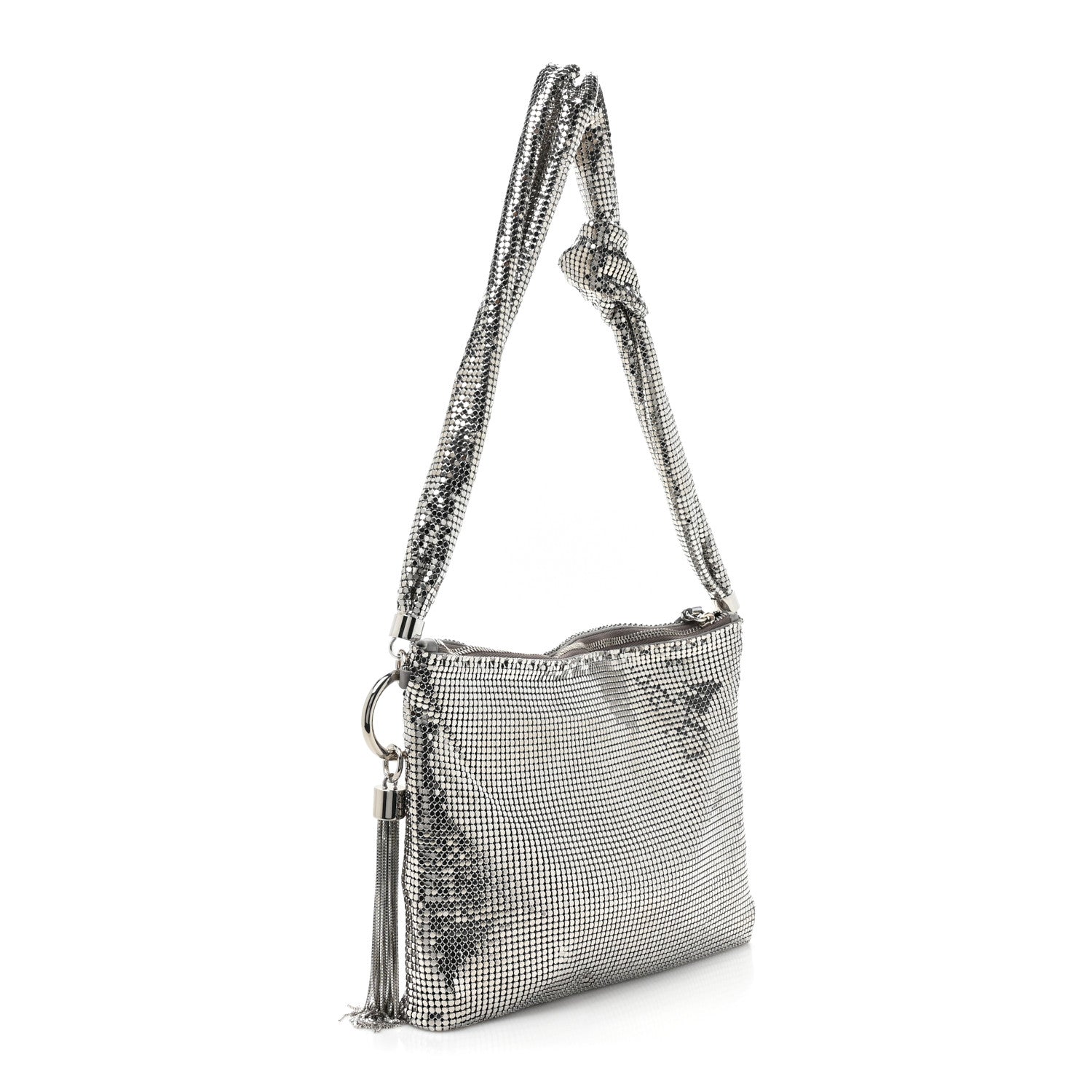 Jimmy Choo Metal Mesh Callie Tassel Shoulder Bag Silver 3 of 9