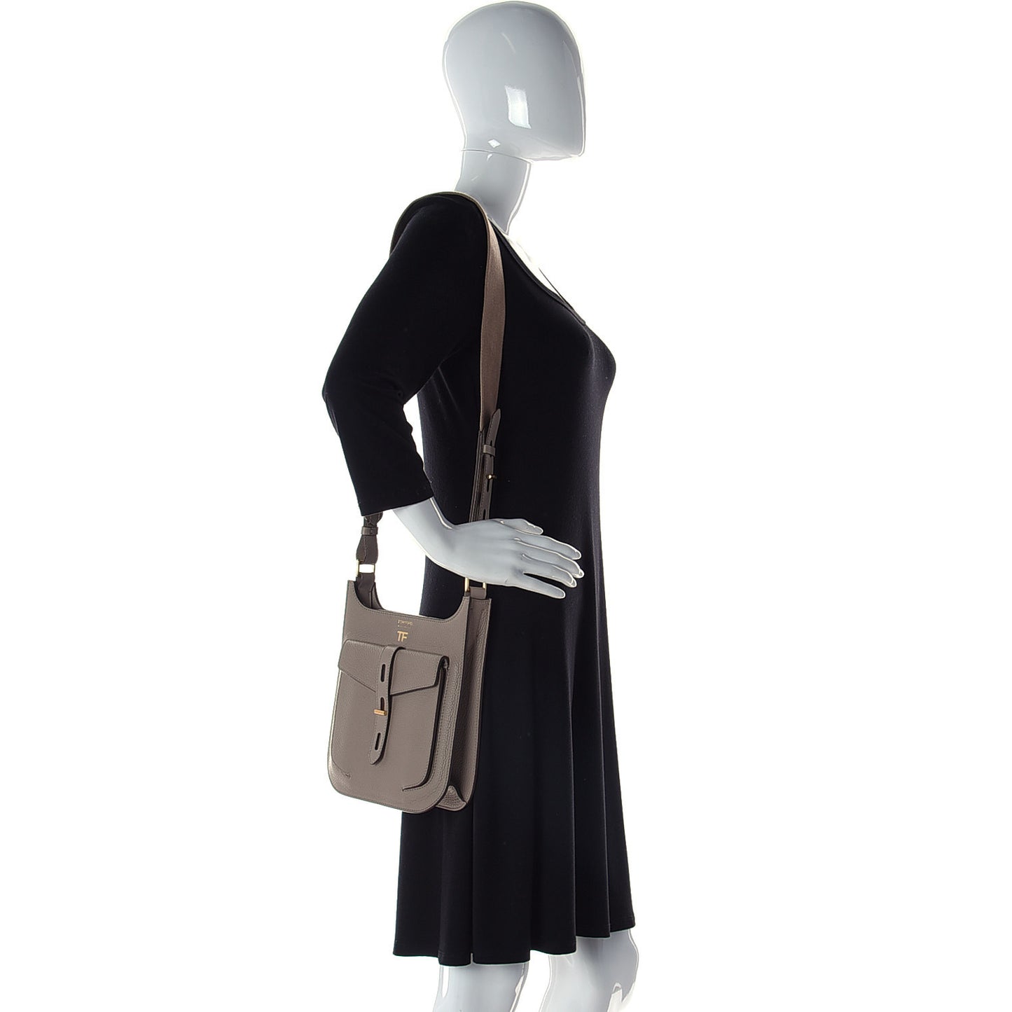 Grained Calfskin Rialto Crossbody Taupe