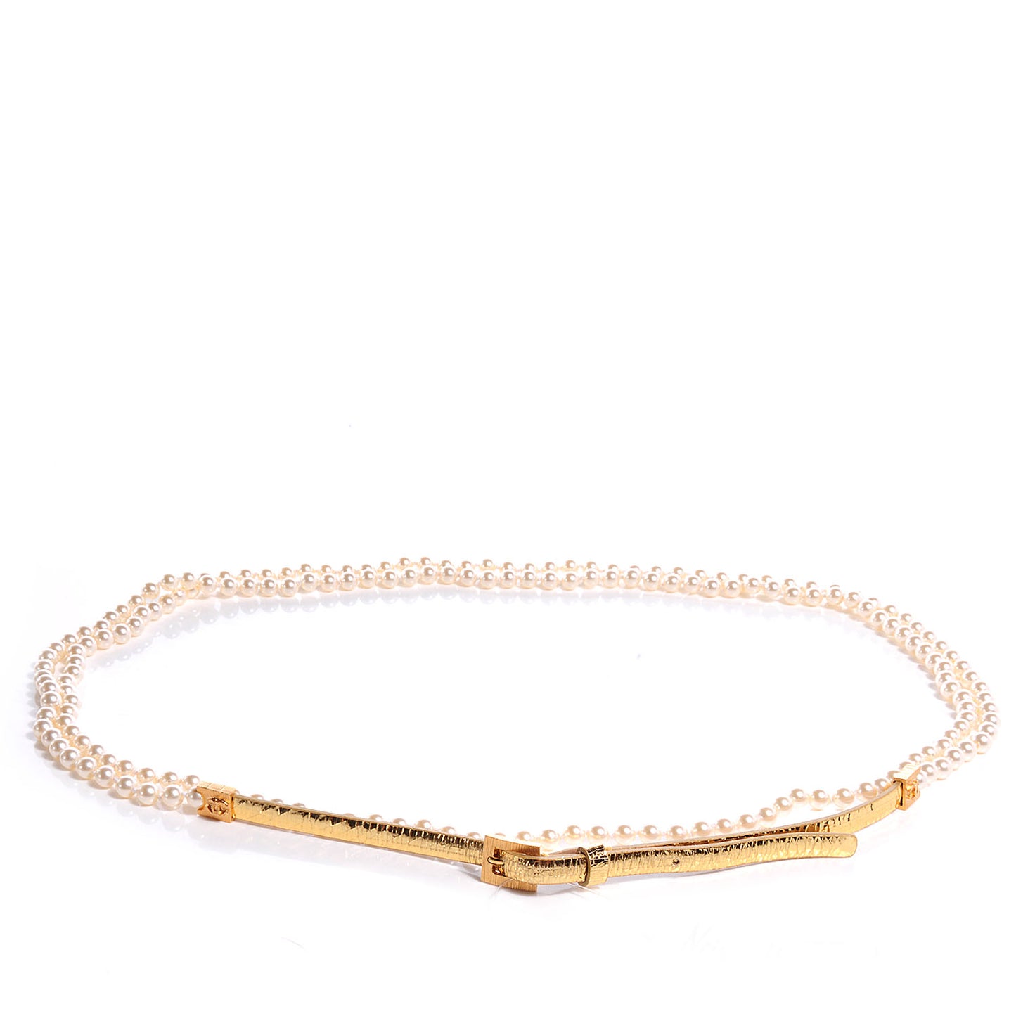 Pearl and Leather CC Double Wrap Belt Gold