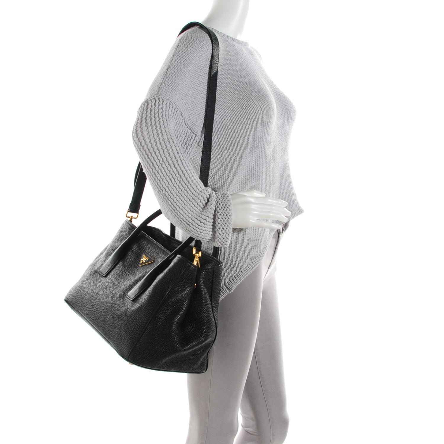 Prada Vitello Daino Tote Nero Black 2 of 9