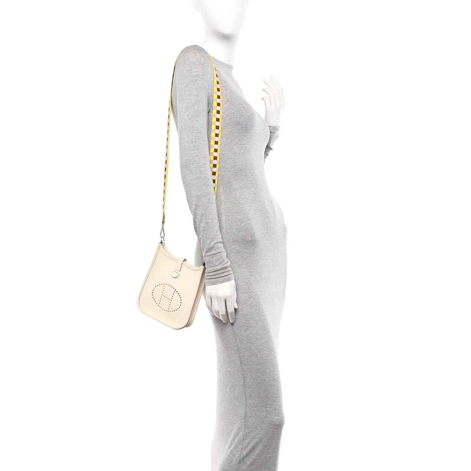 Hermes Taurillon Clemence Maxi Quadrille Evelyne TPM Nata Citron Rouge H Mauve Sylvestre 2 of 11