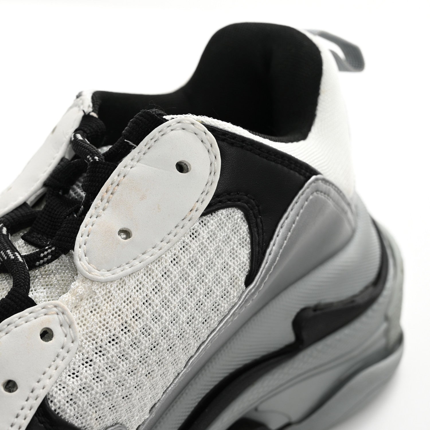 Balenciaga Metallic Fabric Mesh Mens Triple S Sneakers 10 Grey Dark Grey Black 11 of 19