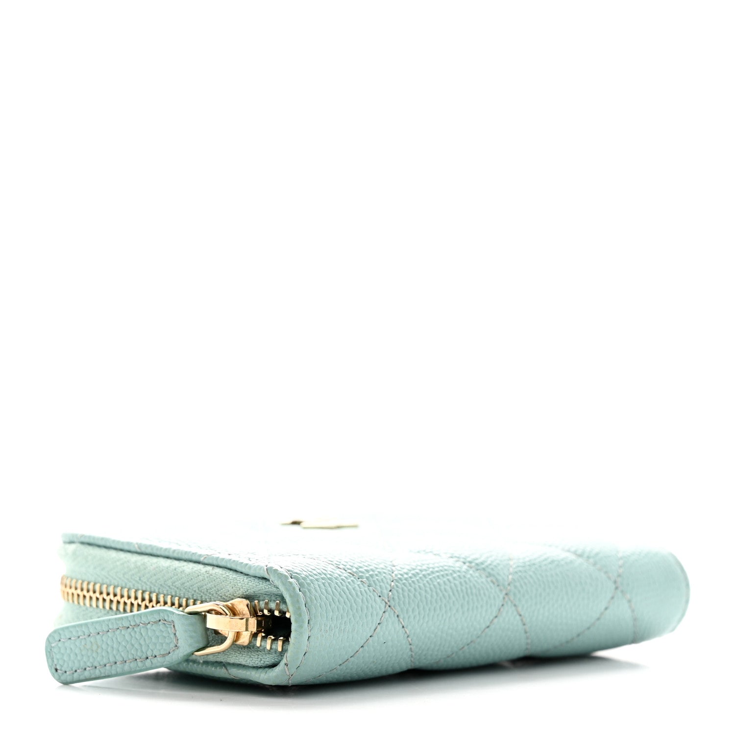 Chanel Caviar Quilted Zip Coin Purse Light Blue 4 of 9