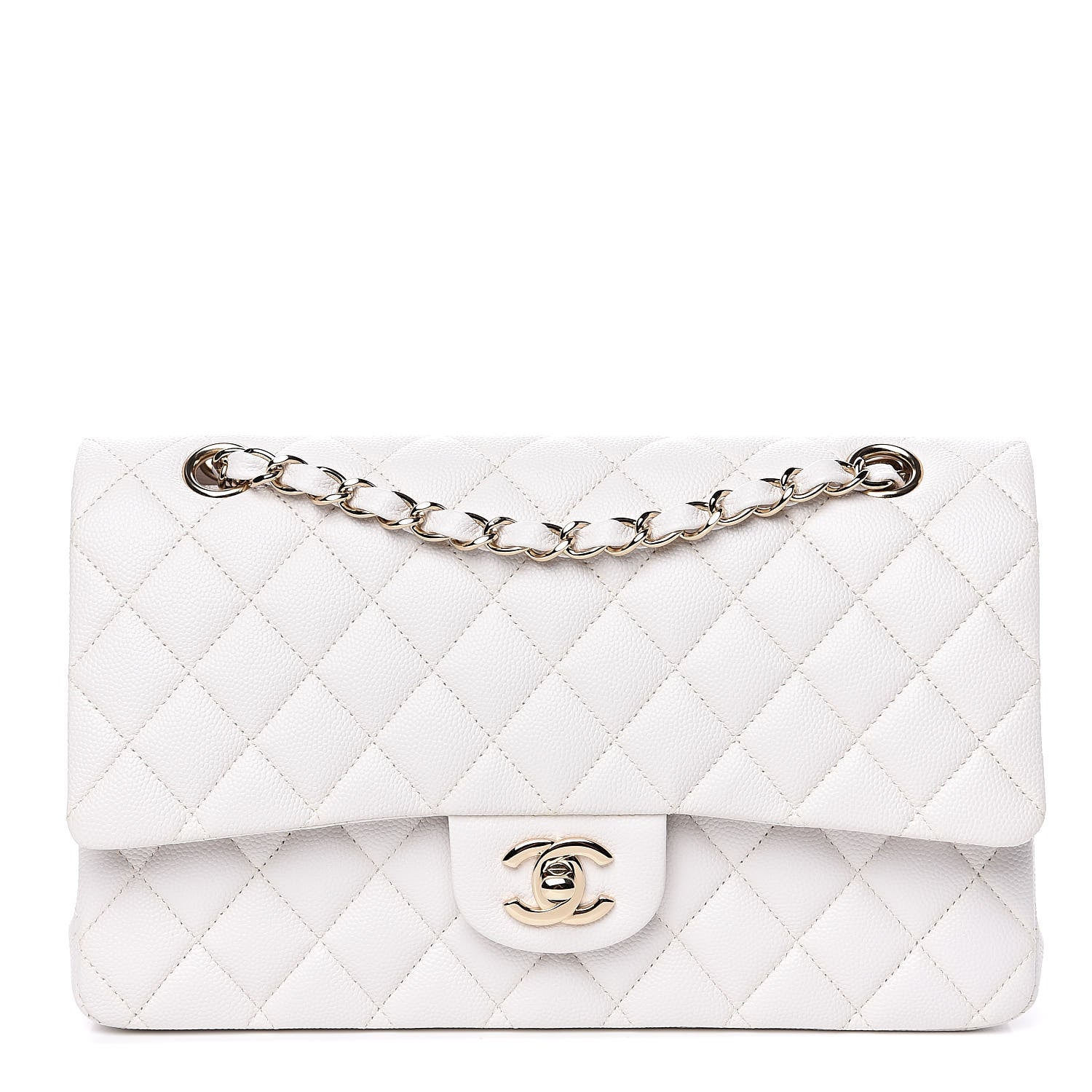 Chanel Caviar Quilted Medium Double Flap White 1 of 12