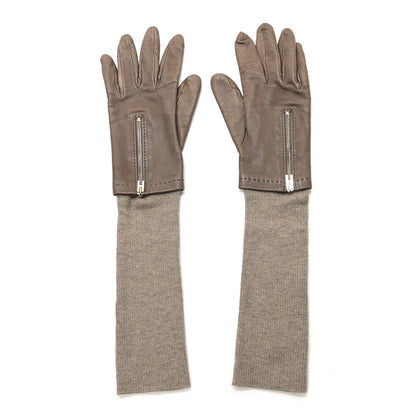 Hermes Lambskin Cashmere Gloves 8 Gris 1 of 4