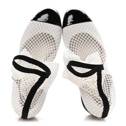 Chanel Mesh Kid Suede Patent Mary Jane Short Boots 38.5 White Black 2 of 8