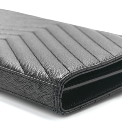 Saint Laurent Grain De Poudre Matelasse Chevron Monogram Chain Wallet Black 11 of 11