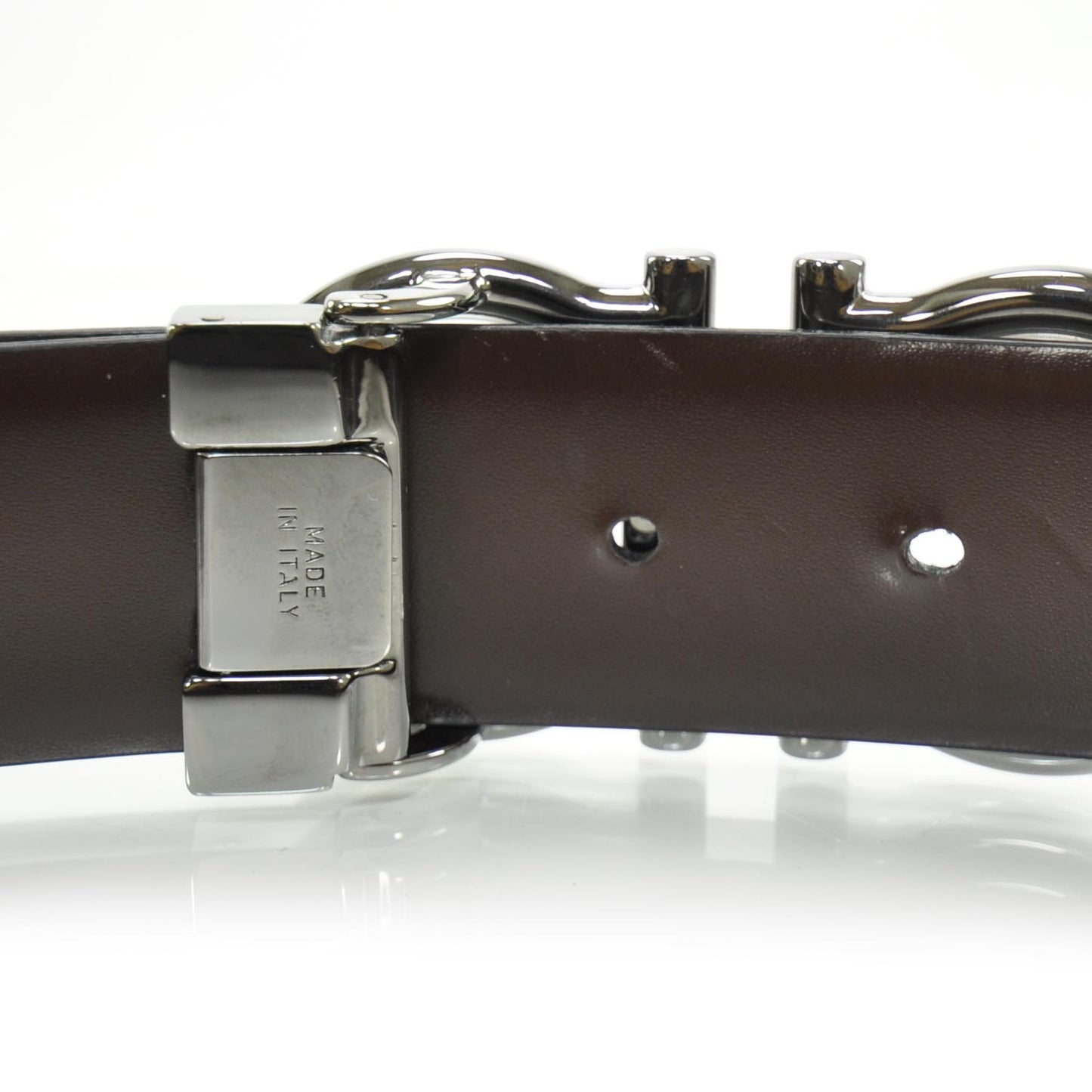 SALVATOREFERRAGAMOLeatherGanciniReversibleBelt95Black