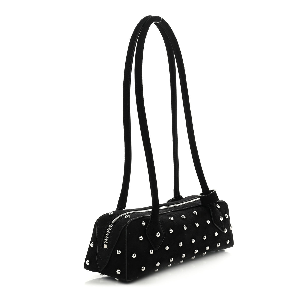 Nubuck Studded Small Le Teckel Bag  Black