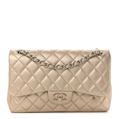 Chanel Metallic Lambskin Quilted Jumbo Double Flap Gold 1 of 15