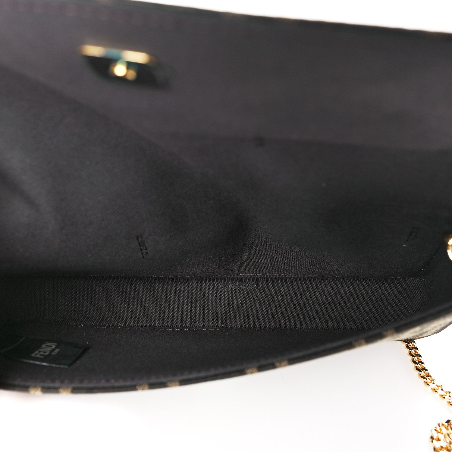 Fendi Fabric Jacquard FF 1974 Fendigraphy Wallet On Chain Tobacco Moro Ebano 6 of 8