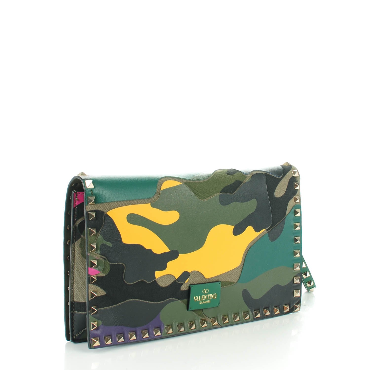 Valentino Garavani Nappa Canvas Camouflage Rockstud Wristlet Clutch Multicolor 3 of 8