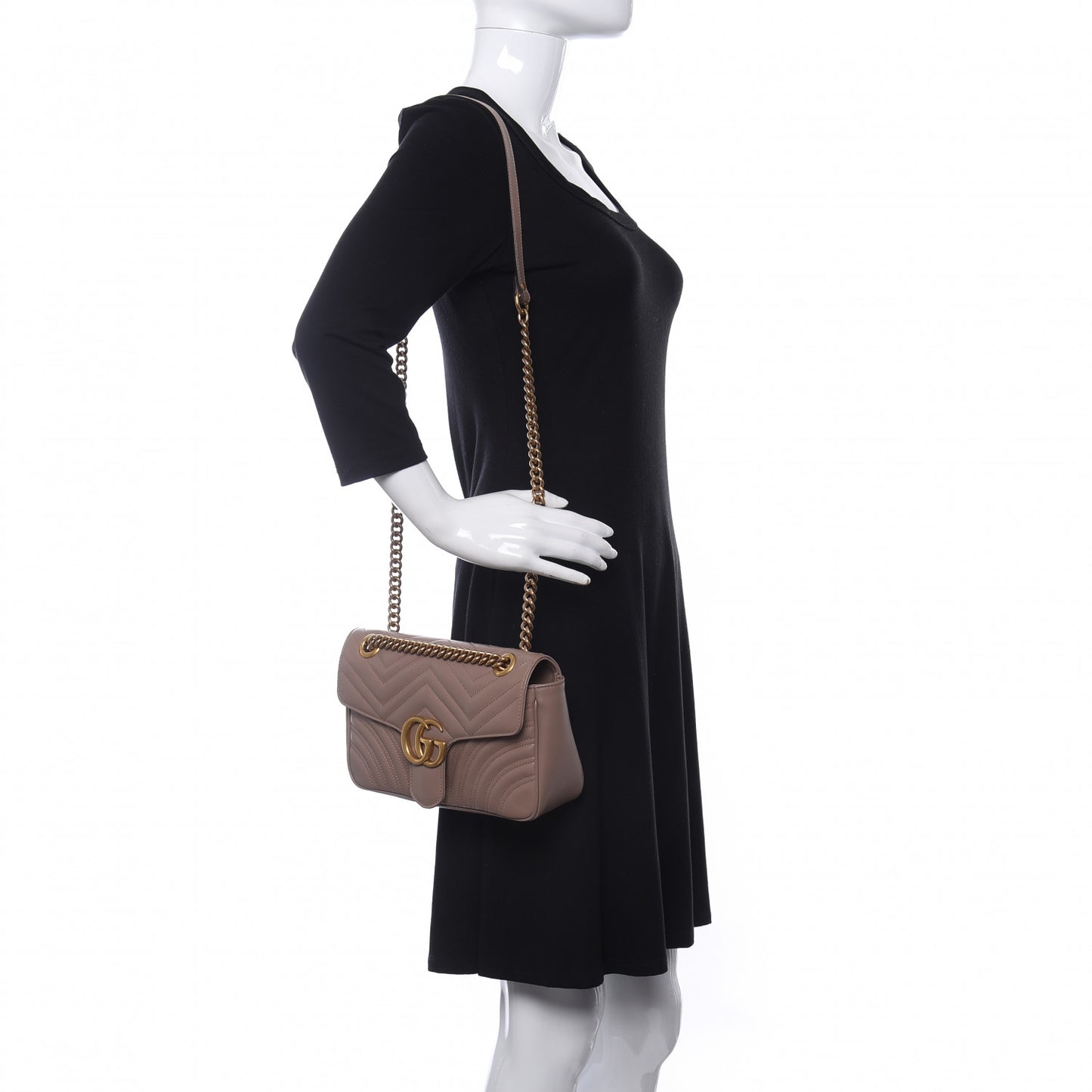 Calfskin Matelasse Small GG Marmont Shoulder Bag Porcelain Rose