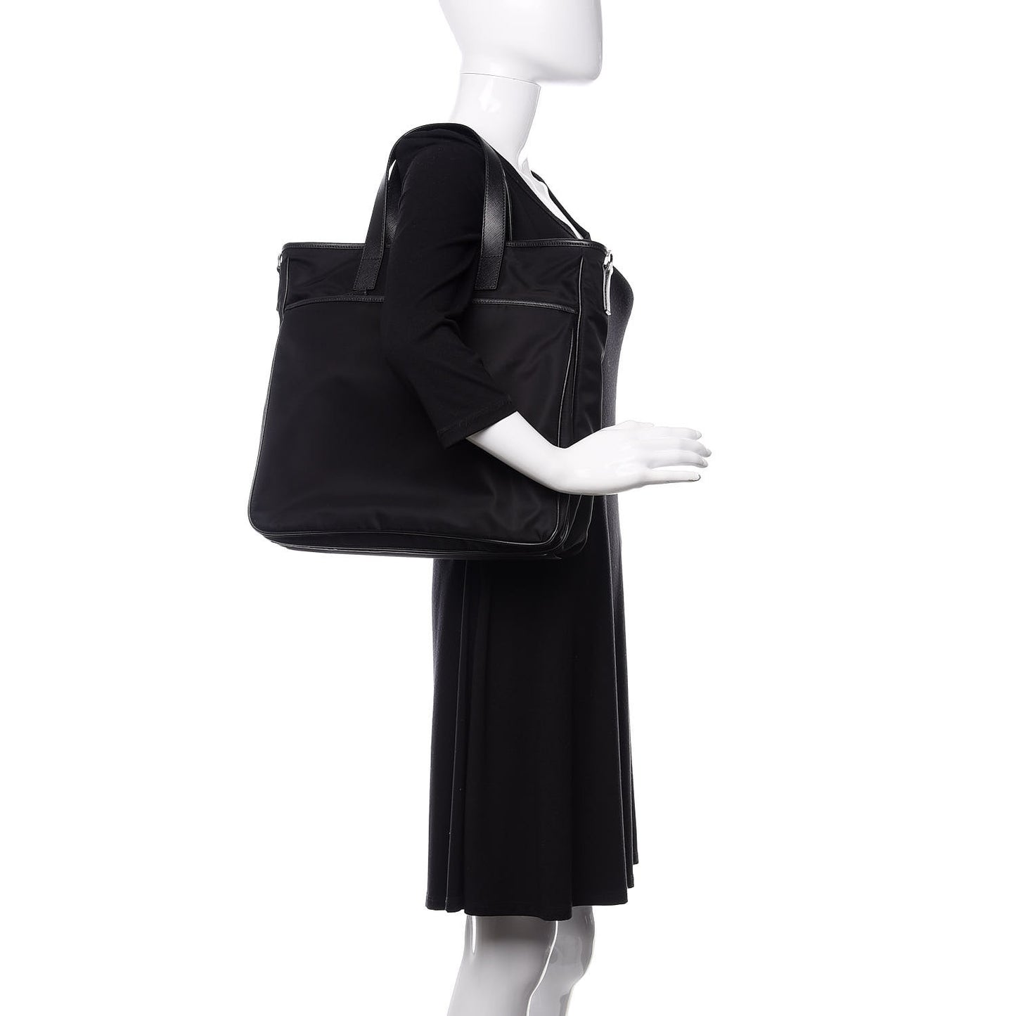 Tessuto Nylon Saffiano Tote Black