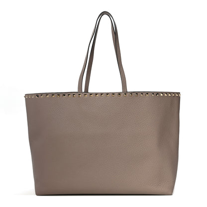 Valentino Garavani Grained Calfskin Rockstud Shoulder Tote Poudre 1 of 10