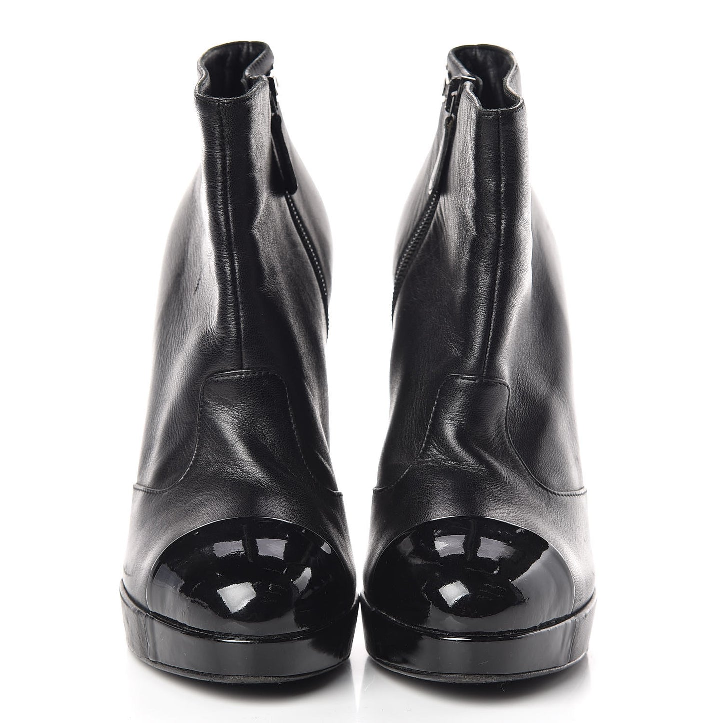 Goatskin Cap Toe Short Ankle Boots 38.5 Black